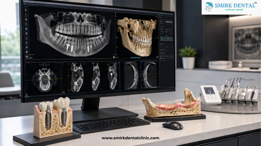 CBCT jaw scan and implant planning showing jawbone health for dental implant suitability