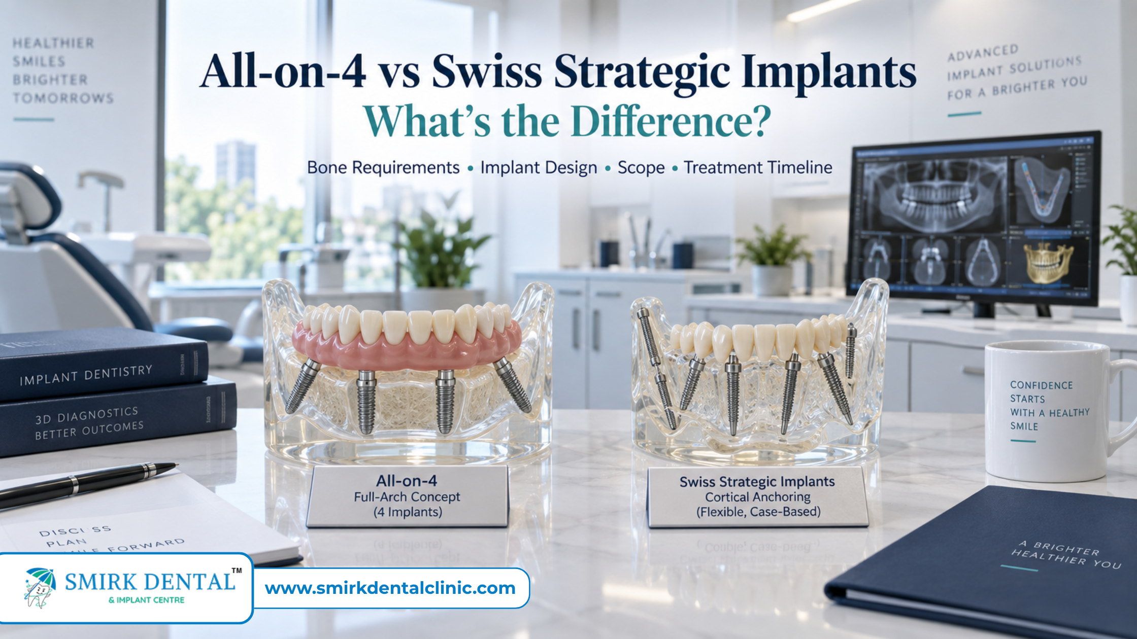 All-on-4 vs Swiss Strategic Implants comparison for full arch dental implants in Delhi.