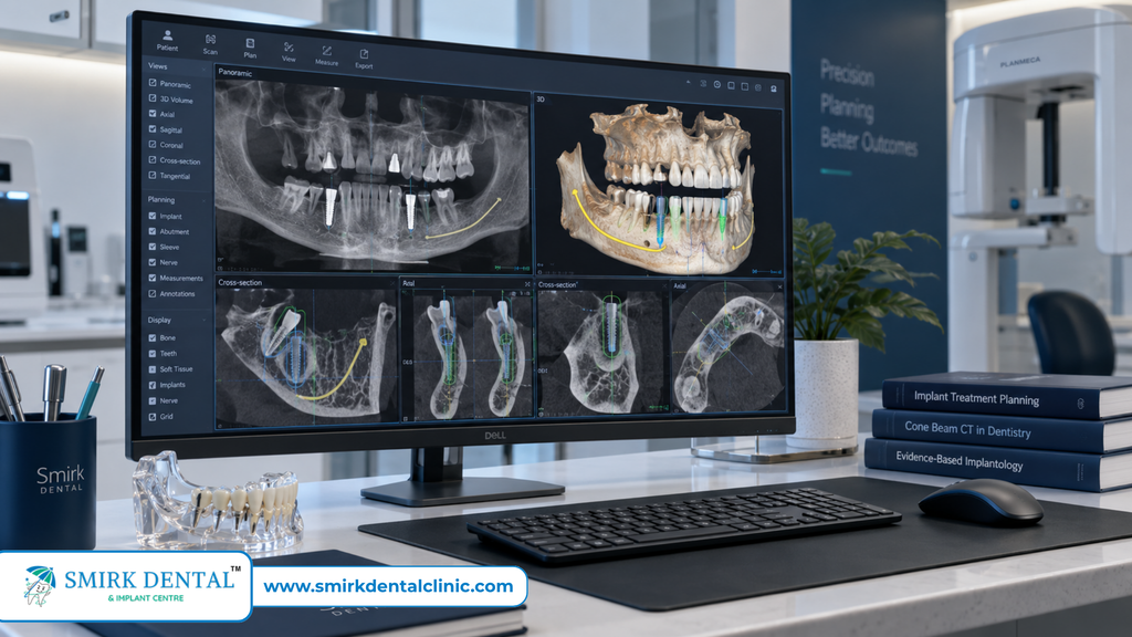 CBCT scan and implant planning used to assess suitability for All-on-4 or Swiss Strategic Implants