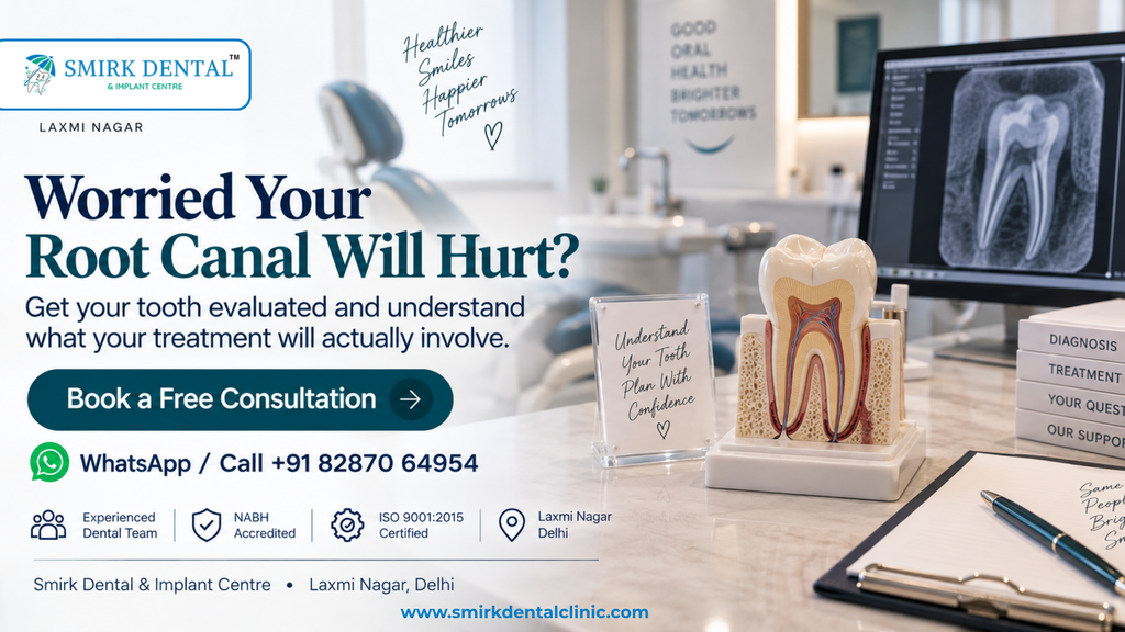 Painless root canal consultation at Smirk Dental Laxmi Nagar Delhi