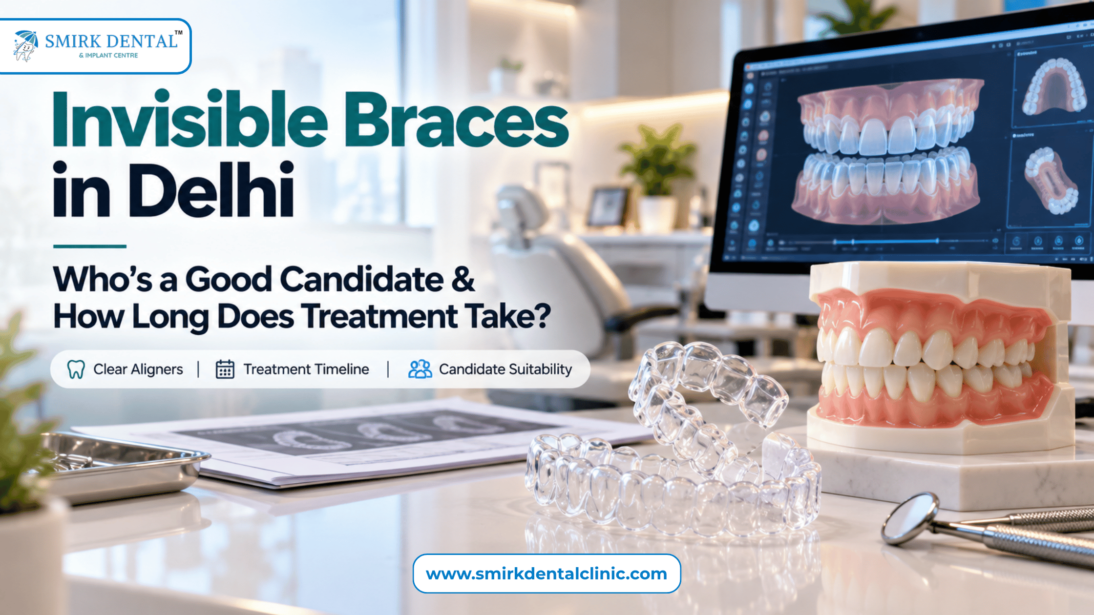 Invisible braces in Delhi with clear aligner trays and orthodontic treatment planning